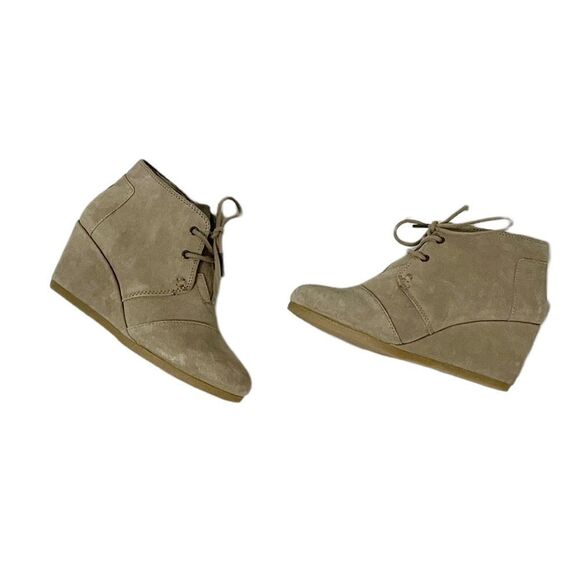 Toms Kala Wedge Desert Taupe Suede Shoes Bootie Size 6W - Picture 2 of 9